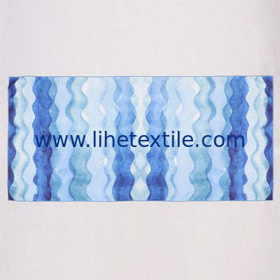 Wholesale microfiber sand free beach towel custom print blue quick dry recycled beach towel