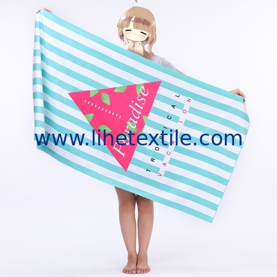 Amazon hot sale fabric stripe sandfree custom logo wholesale rainbows blue and white beach towels with logo custom print