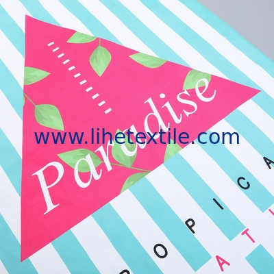 Amazon hot sale fabric stripe sandfree custom logo wholesale rainbows blue and white beach towels with logo custom print