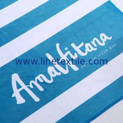 wholesale rainbows blue and white beach towels with logo custom print microfiber fabric stripe beach towel custom logo