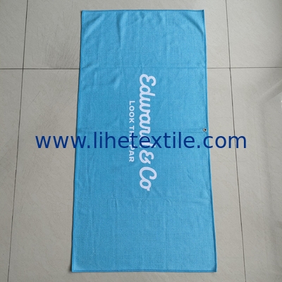Luxury sublimation extra large recycled sand free rpet microfiber suede waffle Beach Towel Microfibre with Logo custom p