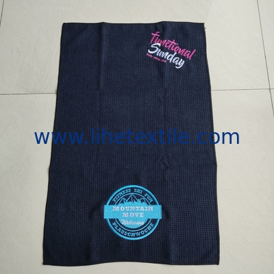 Personalised custom microfiber waffle embroidery beach towel with logo