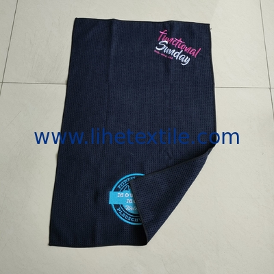 Personalised custom microfiber waffle embroidery beach towel with logo