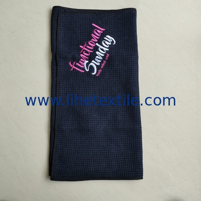 Personalised custom microfiber waffle embroidery beach towel with logo