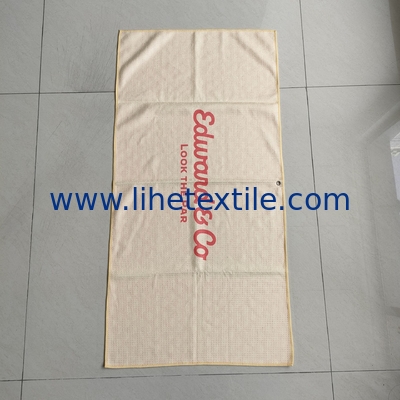 Custom Print Dry Fast Soft Light Weight Luxury Sand Free Microfiber Waffle Fitness Beach Towel With Logo