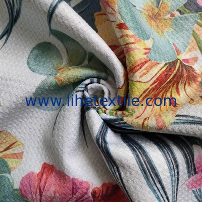 RPET plastic bottle fiber custom design double side printed recycled microfiber waffle sand free beach towel