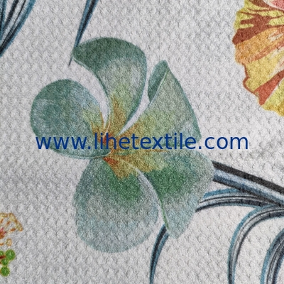 RPET plastic bottle fiber custom design double side printed recycled microfiber waffle sand free beach towel