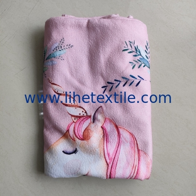 Custom Cartoon Printed  Microfiber Kids Hooded Beach Towel Poncho