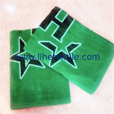 China Manufacture Green Color Organic Cotton Beach Towels With Logo Custom Print Good Quality
