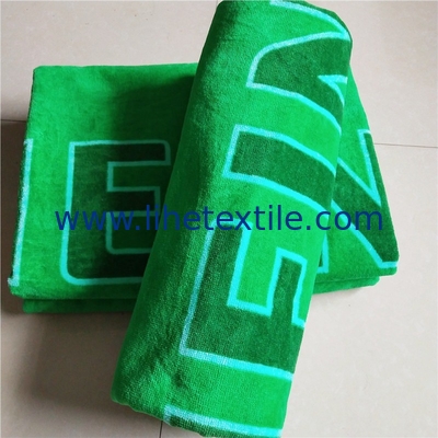 China Manufacture Green Color Organic Cotton Beach Towels With Logo Custom Print Good Quality