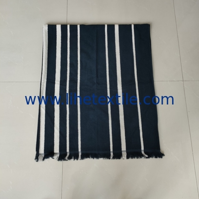 Wholesale 100% Cotton Beach Towels With Logo Custom Print Large Size Black Stripe Beach Towels