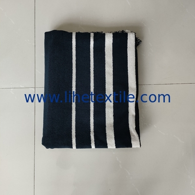 Wholesale 100% Cotton Beach Towels With Logo Custom Print Large Size Black Stripe Beach Towels