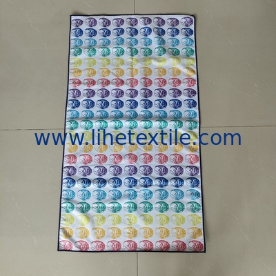 RPET plastic bottle fiber custom design double side printed recycled microfiber suede beach towel