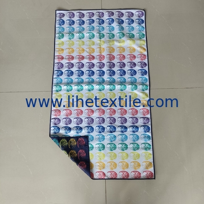 RPET plastic bottle fiber custom design double side printed recycled microfiber suede beach towel