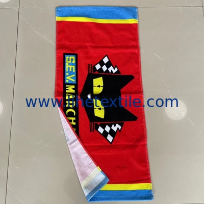wholesale 100% cotton small MOQ soft feel high quality promotional custom digital printing cotton velour beach towel