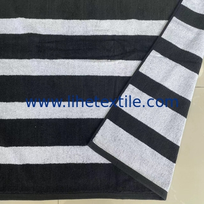 100% cotton velour woven jacquard custom logo beach towel