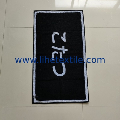 Custom 100% cotton classic black and white woven jacquard design beach towel