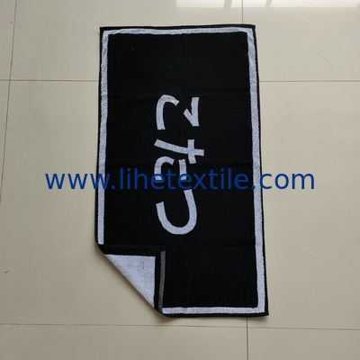 Custom 100% cotton classic black and white woven jacquard design beach towel