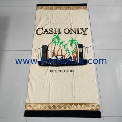Promotional/Wholesale Portable Big 100% Cotton Custom Bag Luxury Digital Printed Custom Logo Beach Towel