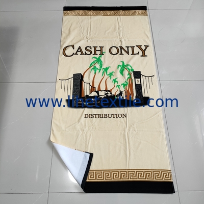 Promotional/Wholesale Portable Big 100% Cotton Custom Bag Luxury Digital Printed Custom Logo Beach Towel