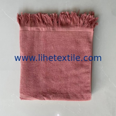 Plain Dyed Custom Pattern Beach Towel With Embossed Logo and Tassel