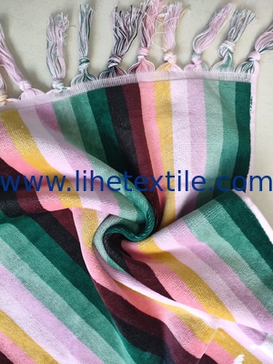 Large size white tassel print design jacquard beach towel velour cotton printing towel