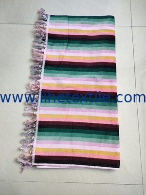 Large size white tassel print design jacquard beach towel velour cotton printing towel