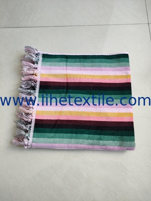Large size white tassel print design jacquard beach towel velour cotton printing towel