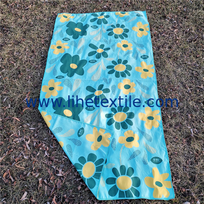 Light Weight Microfiber Double Side Print Green Sunflower Beach Towel