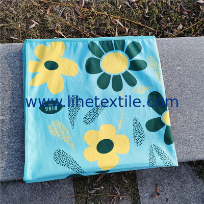 Light Weight Microfiber Double Side Print Green Sunflower Beach Towel