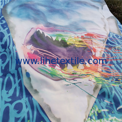 Newest Selling microfiber printed shaped beach towel of shark custom quick dry beach towel