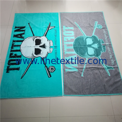 China supplier 100% cotton skull skeleton jacquard terry beach towel