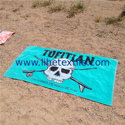China supplier 100% cotton skull skeleton jacquard terry beach towel