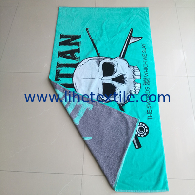 China supplier 100% cotton skull skeleton jacquard terry beach towel
