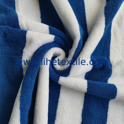 2022 new arrival 100% cotton yarn dyed jacquard beach towel with blue and white stripe