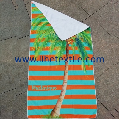 Factory Wholesale Microfiber Custom Orange and Blue Stripe Coconut Printed Beach Towels