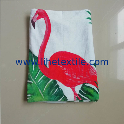 Factory OEM Custom Personalized Logo Flamingo Printed Rectangle Large Oversized Soft Terry Beach Towel