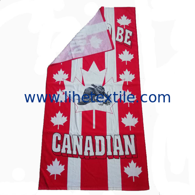 100% cotton terry velour 2 person beach towel, white striped beach towel with logo