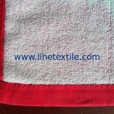 100% cotton terry velour 2 person beach towel, white striped beach towel with logo