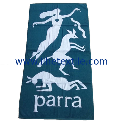Wholesale Luxury 100% cotton woven jacquard logo beach towel