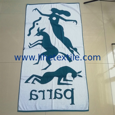 Wholesale Luxury 100% cotton woven jacquard logo beach towel