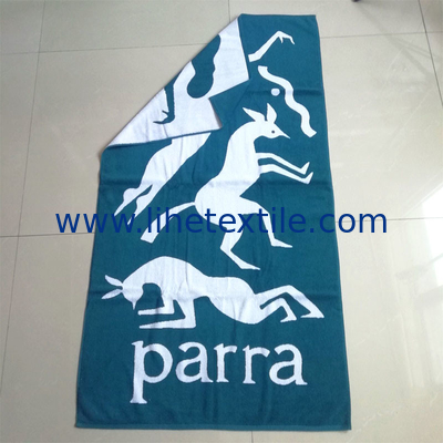 Wholesale Luxury 100% cotton woven jacquard logo beach towel