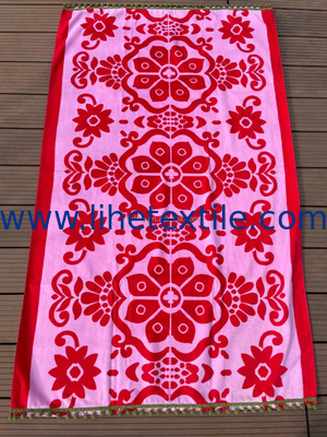 Wholesale 100% Cotton Custom Print Colorful Rectangular Beach Towels with Tassel