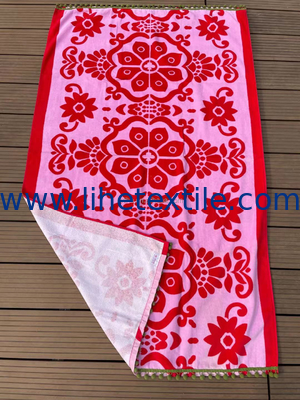 Wholesale 100% Cotton Custom Print Colorful Rectangular Beach Towels with Tassel