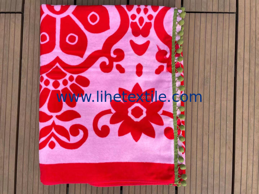 Wholesale 100% Cotton Custom Print Colorful Rectangular Beach Towels with Tassel
