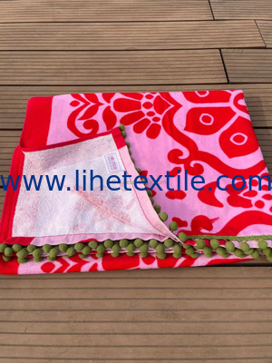 Wholesale 100% Cotton Custom Print Colorful Rectangular Beach Towels with Tassel