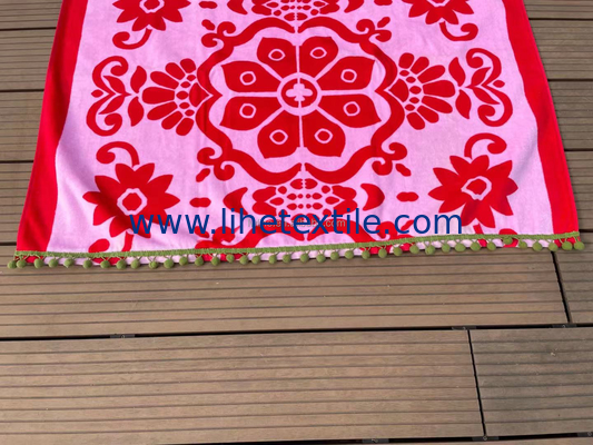 Wholesale 100% Cotton Custom Print Colorful Rectangular Beach Towels with Tassel