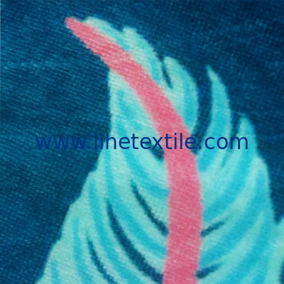 Extra large thick blue beach towel custom cotton marine plants printed beach towel