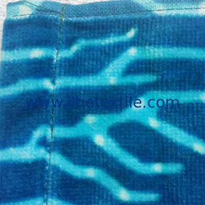 Extra large thick blue beach towel custom cotton marine plants printed beach towel