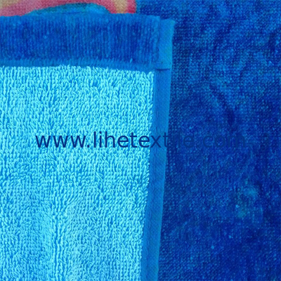 Extra large thick blue beach towel custom cotton marine plants printed beach towel
